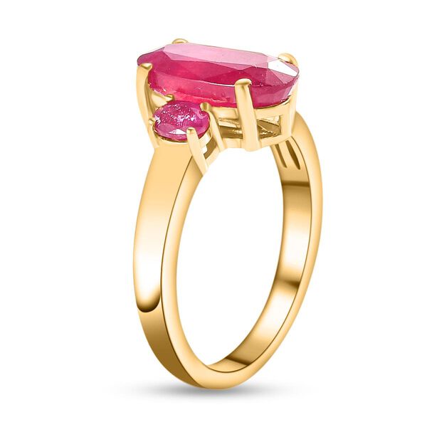 Afrikanischer Rubin (Fissure gefüllt)-Ring, 925 Silber vergoldet (Größe 21.00) ca. 3.81 ct image number 5