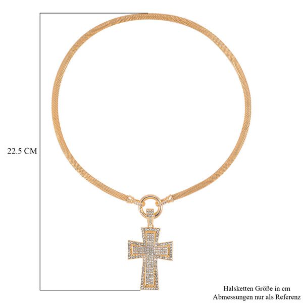 Kreuz Wei&szlig;e Kristall Halskette, ca. 50 cm image number 4