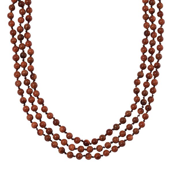 Dreilagige Gold Sandstein-Halskette, 150cm - 375 ct.