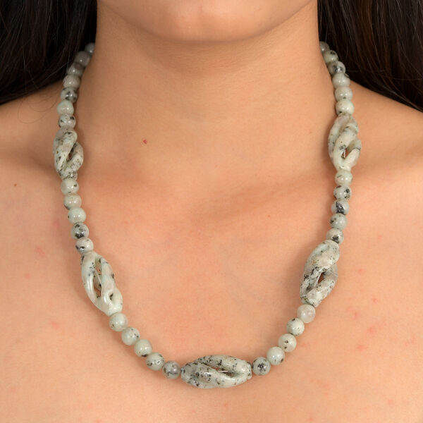 EVER TRUE Sesam-Jaspis Halskette ca. 50 cm Nickelfreies Messing Platiniert ca. 270.00 ct image number 2