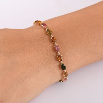 AAA Mehrfarbig-Turmalin Armband ca. 19 cm 375 Gold ca. 10,76 ct.