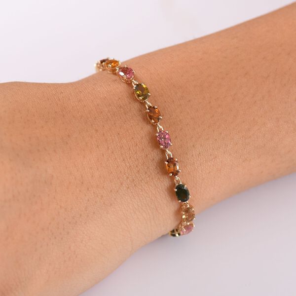 AAA Mehrfarbig-Turmalin Armband ca. 19 cm 375 Gold ca. 10,76 ct. image number 2
