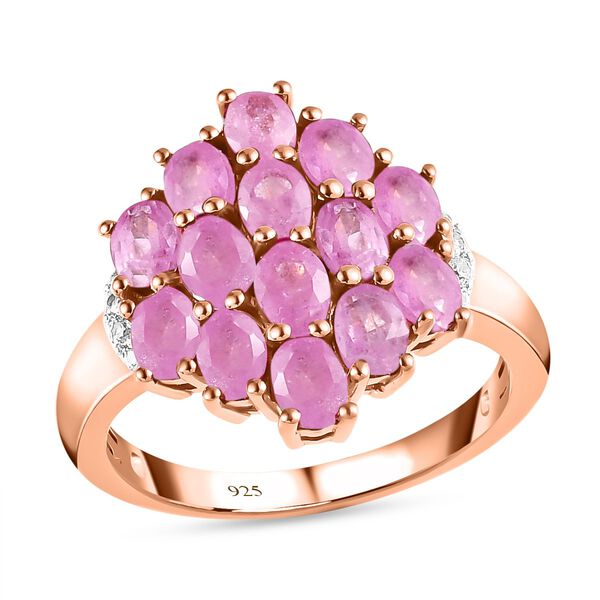 Ilakaka Rosa Saphir und wei&szlig;er Zirkon Ring, 925 Silber ros&eacute;vergoldet (Gr&ouml;&szlig;e 17.00) ca. 3,72 ct image number 4