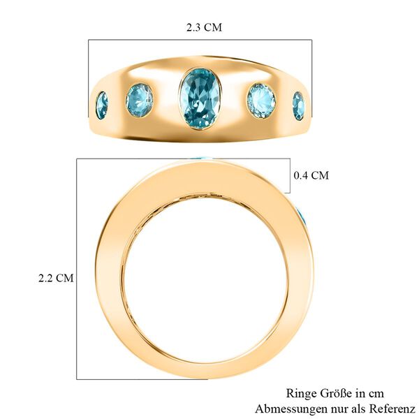 Kambodschanischer blauer Zirkon-Ring, 925 Silber vergoldet  ca. 1,58 ct image number 7