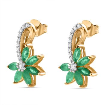 1,82 ct. Kagem sambische Smaragd und Zirkon Ohrringe