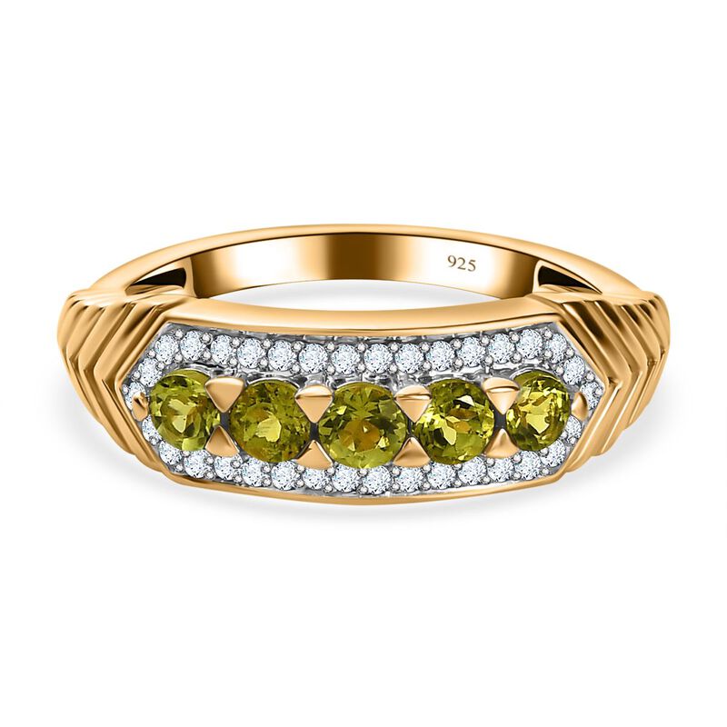 Natürlicher AA Calabar-Turmalin, Weißer Zirkon Ring, 925 Silber Gelbgold Vermeil (Größe 17.00) ca. 0.89 ct image number 0
