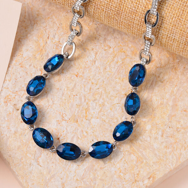 Blauer Kristall, Weißer Kristall Halskette ca. 50 cm image number 2