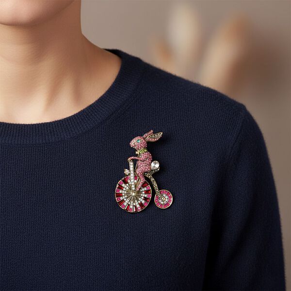 Mehrfarbiger Kristall Brosche Antikes Gold image number 3