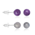 2er-Set Phosphosiderit und Labradorit Ohrstecker 925 Silber rhodiniert ca. 7,00 ct