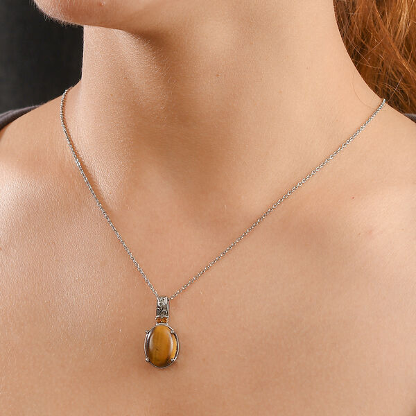 Tigerauge, Citrin Schmuckset Edelstahl ca. 11.10 ct image number 2