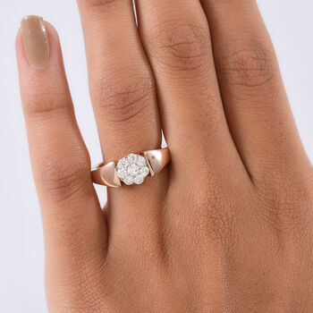 LUXURIANT SGL zertifizierter SI-GH Labor Diamant Ring, 925 Silber 750 Ros&eacute;gold Vermeil - 0,50 ct.