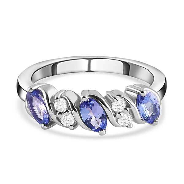 AA Tansanit und wei&szlig;er Zirkon-Ring - 0,85 ct.