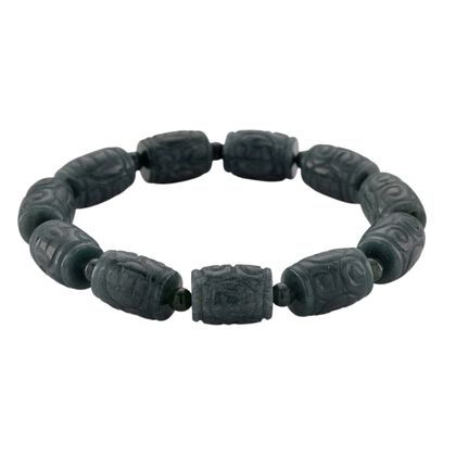 EXTREM SELTEN - Nat&uuml;rlicher Olmek Jadeit Armband, flexibel, ca. 210.00 ct