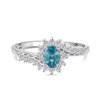 D&rsquo;joy AA Blauer Zirkon, Wei&szlig;er Zirkon Ring 925 Silber rhodiniert (Gr&ouml;&szlig;e 17.00) ca. 1,16 ct