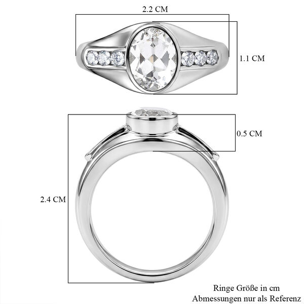 EVER TRUE Wei&szlig;er Topas, Wei&szlig;er Zirkonia Ring 316L Edelstahl (Gr&ouml;&szlig;e 18.00) image number 6