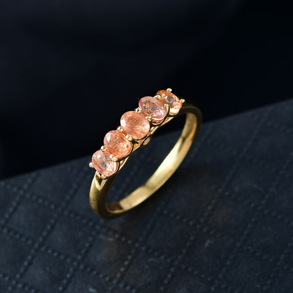 D'Joy AA Goldener Saphir, Wei&szlig;er Diamant Ring 925 Silber 750 Gelb Vergoldet (Gr&ouml;&szlig;e 20.00) ca. 1,24 ct image number 1