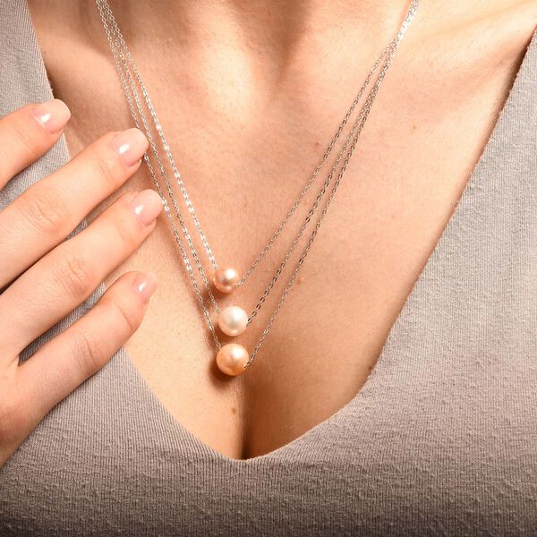 8-9mm Multi S&uuml;&szlig;wasserperle Halskette, 50 cm - 19 ct. image number 6