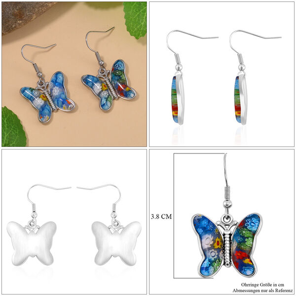 Schmetterlings-Ohrringe im Murano-Stil image number 4