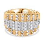 Designer Inspiriert Bicolor Moissanit Ring, 925 Silber (Größe 19.00) ca. 0.85 ct