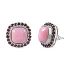 AAA Rosa Konch-Perlmutter, Rote Granat Ohrringe, 925 Silber rhodiniert