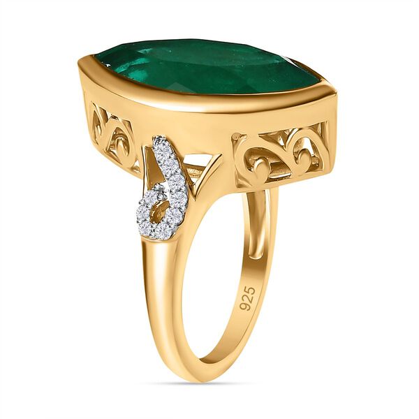 Smaragd Triplett Quarz und Zirkon Ring - 8,76 ct. image number 5