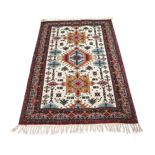 Handgewebter bedruckter Läufer aus 100 % Baumwolle, 180x120 cm, rot image number 3