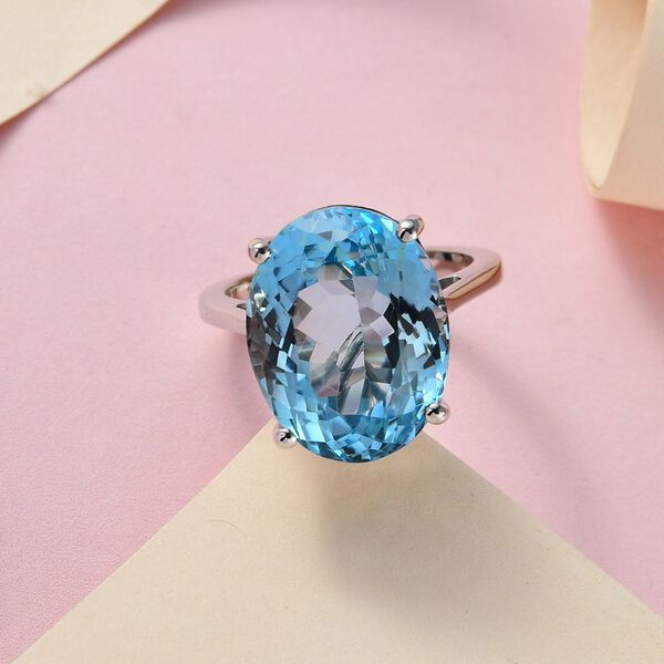 Himmelblauer Topas Ring, 925 Silber platiniert (Gr&ouml;&szlig;e 17.00) ca. 15,00 ct image number 2