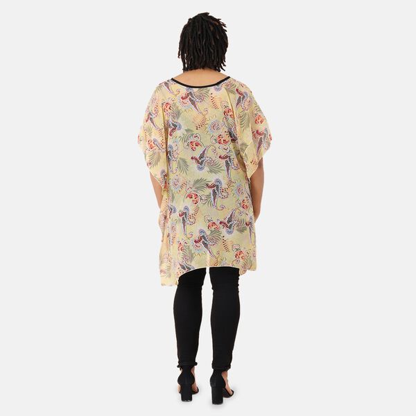 Chiffon Top, Blumenmuster, Einheitsgröße, gelb image number 1