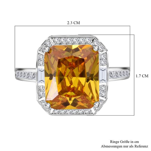 LUSTRO STELLA Gelber Saphir-farbener und weißer Zirkonia Ring - 11,70 ct. image number 6