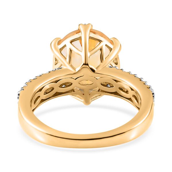 AA Citrin, Wei&szlig;er Zirkon Ring, 925 Silber vergoldet (Gr&ouml;&szlig;e 16.00) ca. 4.92 ct image number 6