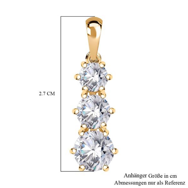 Moissanit Anhänger, 925 Silber 750 Gelbgold Vermeil - 2,38 ct. image number 5