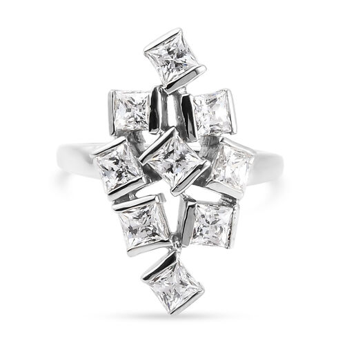 LUSTRO STELLA - feinster Zirkonia-Ring, 925 Silber platiniert image number 0