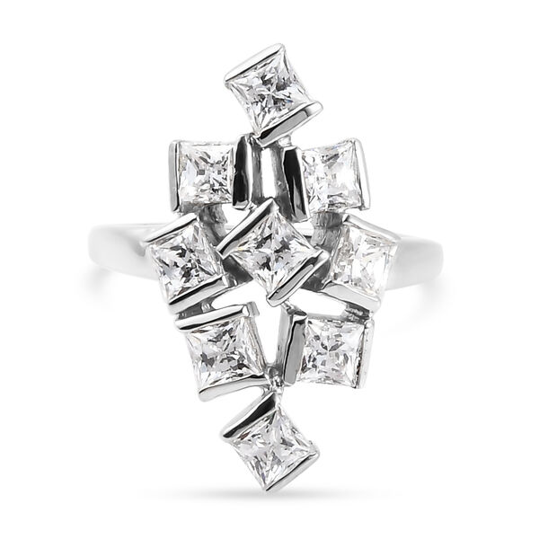LUSTRO STELLA - feinster Zirkonia-Ring, 925 Silber platiniert