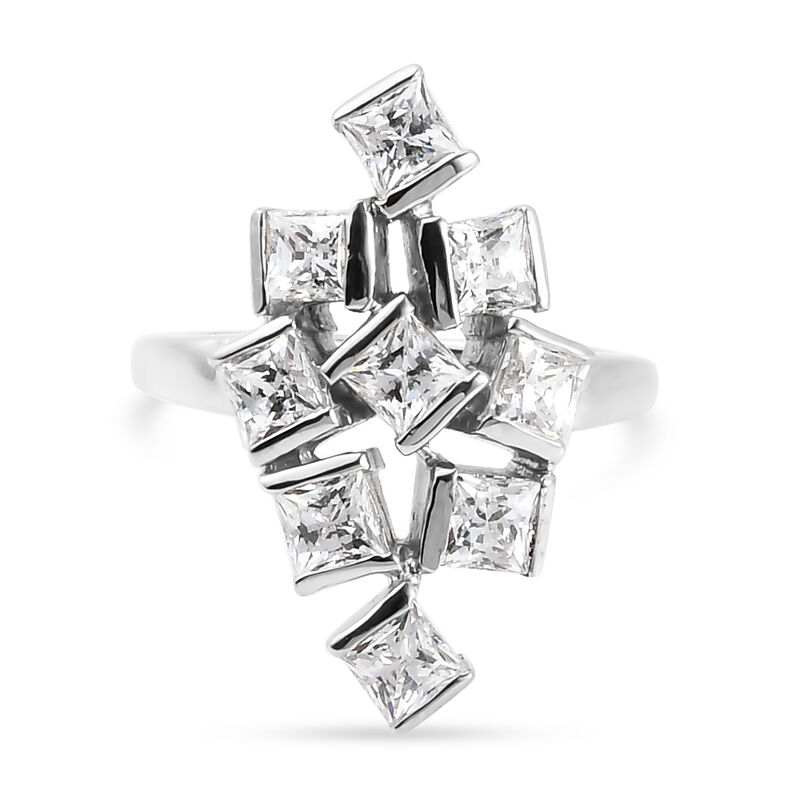 LUSTRO STELLA - feinster Zirkonia-Ring, 925 Silber platiniert image number 0
