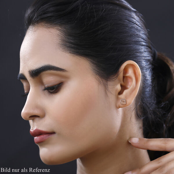 Nat&uuml;rliche Champagner Diamant Ohrringe, 925 Silber Ros&eacute;gold Vermeil, ca. 0.33 ct image number 3