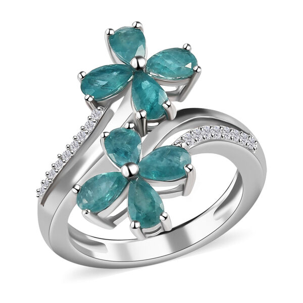 Grandidierit und Zirkon Bypass-Ring 925 Silber Platin-&Uuml;berzug image number 4