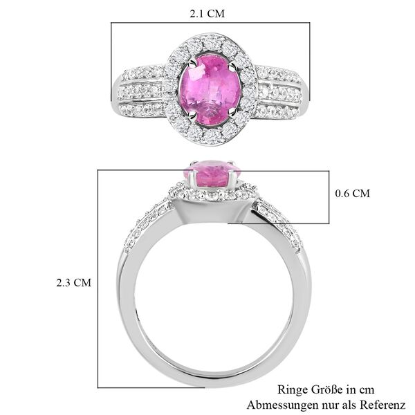 Premium Ilakaka Rosa Saphir und Zirkon-Ring, 925 Silber platiniert, 2,30 ct. image number 7