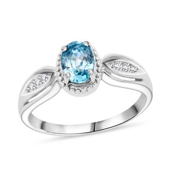 D&rsquo;joy Blauer Zirkon, Wei&szlig;er Zirkon Ring 925 Silber rhodiniert (Gr&ouml;&szlig;e 17.00) ca. 1,36 ct