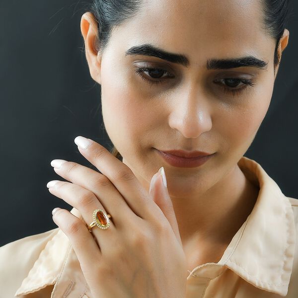 Purpurroter Feueropal, 925 Silber Gelbgold Vermeil, ca. 1.79 ct image number 3