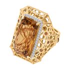 GP Trionfo Kollektion - Citrin, Natürlicher Champagner Zirkon Ring 925 Silber 750 Gelbgold Vermeil (Größe 17.00) ca. 11.43 ct