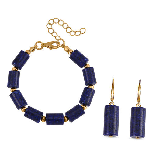 Lapislazuli Schmuckset  Legierung Standard gelb vergoldet ca. 91,40 ct. image number 0