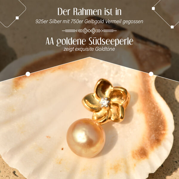 AA goldener S&uuml;dseeperle und Zirkon Anh&auml;nger