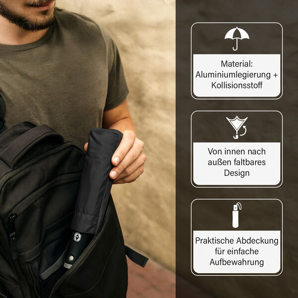 Aero-Alloy Regenschirm, 22 Zoll LED, Schwarz, Wind- und Regensicher image number 4