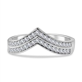 LUSTRO STELLA - Weißer Zirkonia Ring, 925 Silber rhodiniert (Größe 20.00)