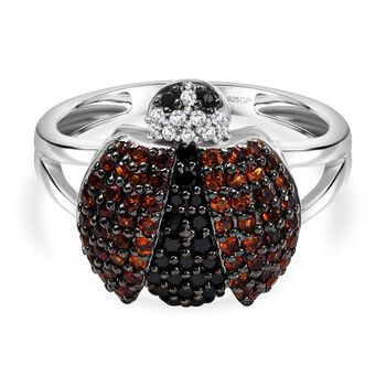 GP Trionfo Kollektion - Schwarzer Spinell, Zirkon, Mosambik Granat und Kanchanaburi blauer Saphir-Ring - 1,04 ct.