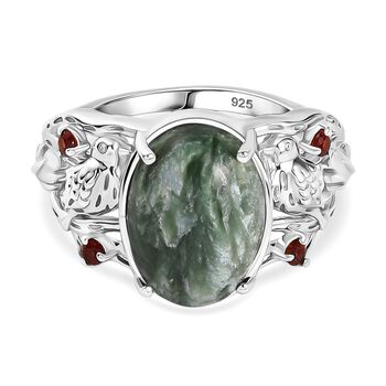 Sibirischer Seraphinit und roter Granat Ring - 4,75 ct.