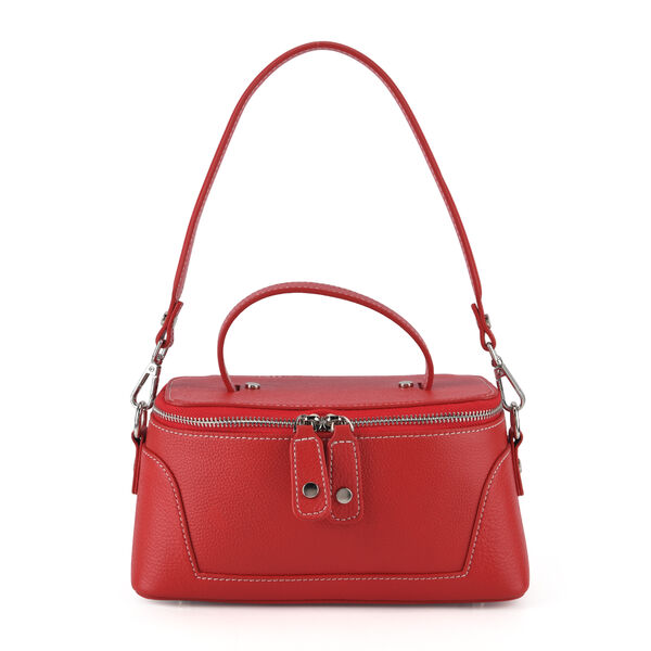 Echtleder City Crossbody-Tasche mit Tragegriff, Rot, 23.5x12x10 cm image number 5