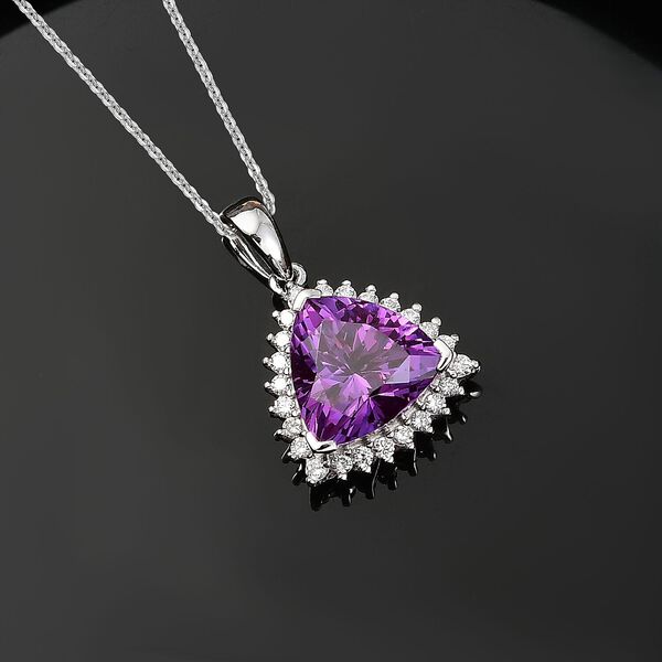 AAA Lab Grown Lila Saphir, Lab Grown Diamant Schmuckset 417 Gold, 417 Gold Weißgold Vergoldet ca. 3,87 ct. image number 1