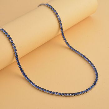 Blaue Zirkonia Halskette, ca. 38 cm, Edelstahl