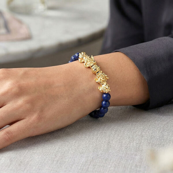 Lapislazuli Armband, flexibel, vergoldet ca. 150.00 ct image number 2